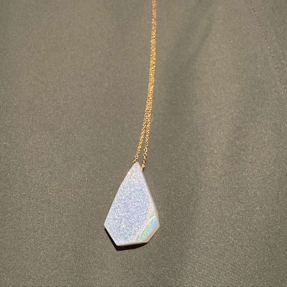 Sparkly, Iridescent Glitter Resin Druzy Pendant Necklace